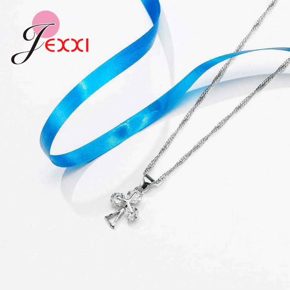 Usual Accessory For Women Plant Design Clearly Zircons 925 Sterling Silver Color Color Jewelry Sets Necklace Earrings For Female