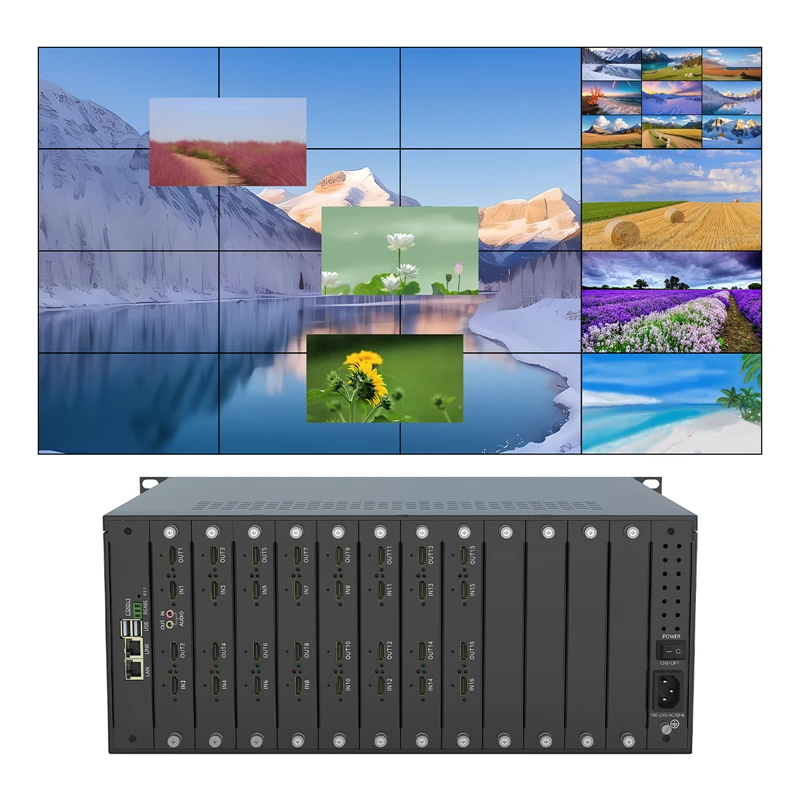 16x16 4K matrix switching with network graphical user interface, 4x4 2x8 splicing, multi-monitor window zooming function