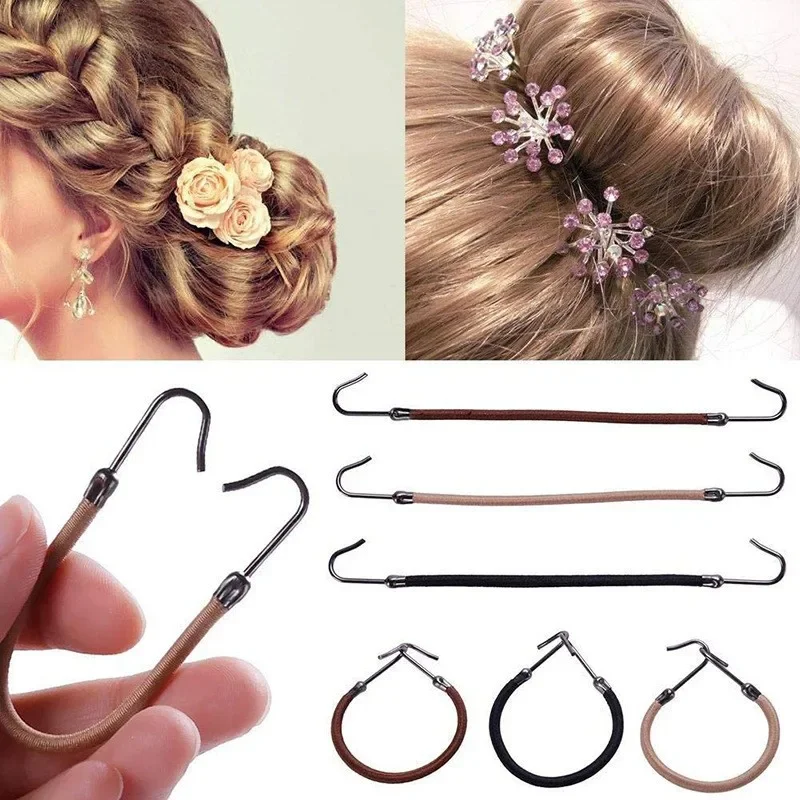 10 Pieces Trendy Double Hooks Hair Band Rubber High Elastic Designed Hairtie Ponytail Headwear Women Accessory