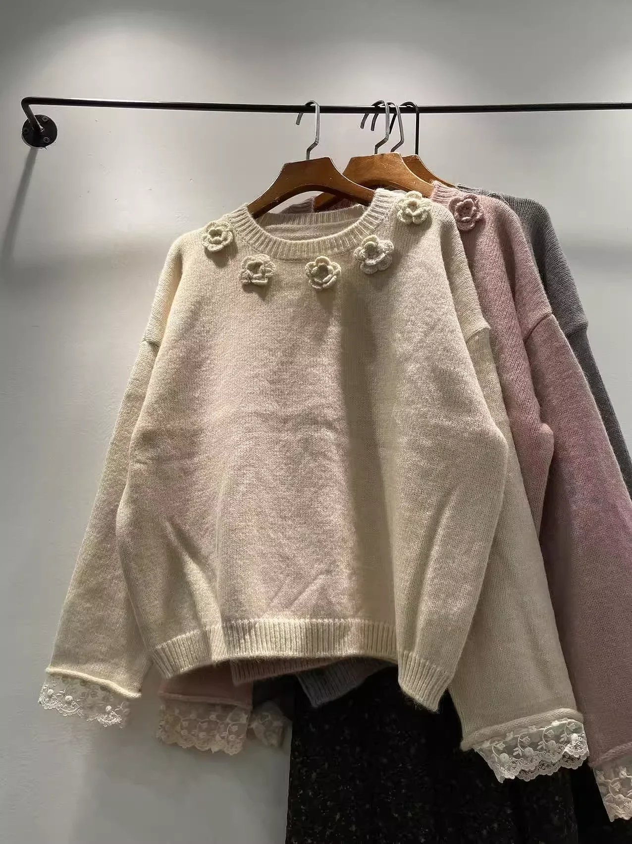 

2026 Christmas sweater women pullover winter Japanese style handmade knitted flower sweaters and jumpers mori girl knitwear