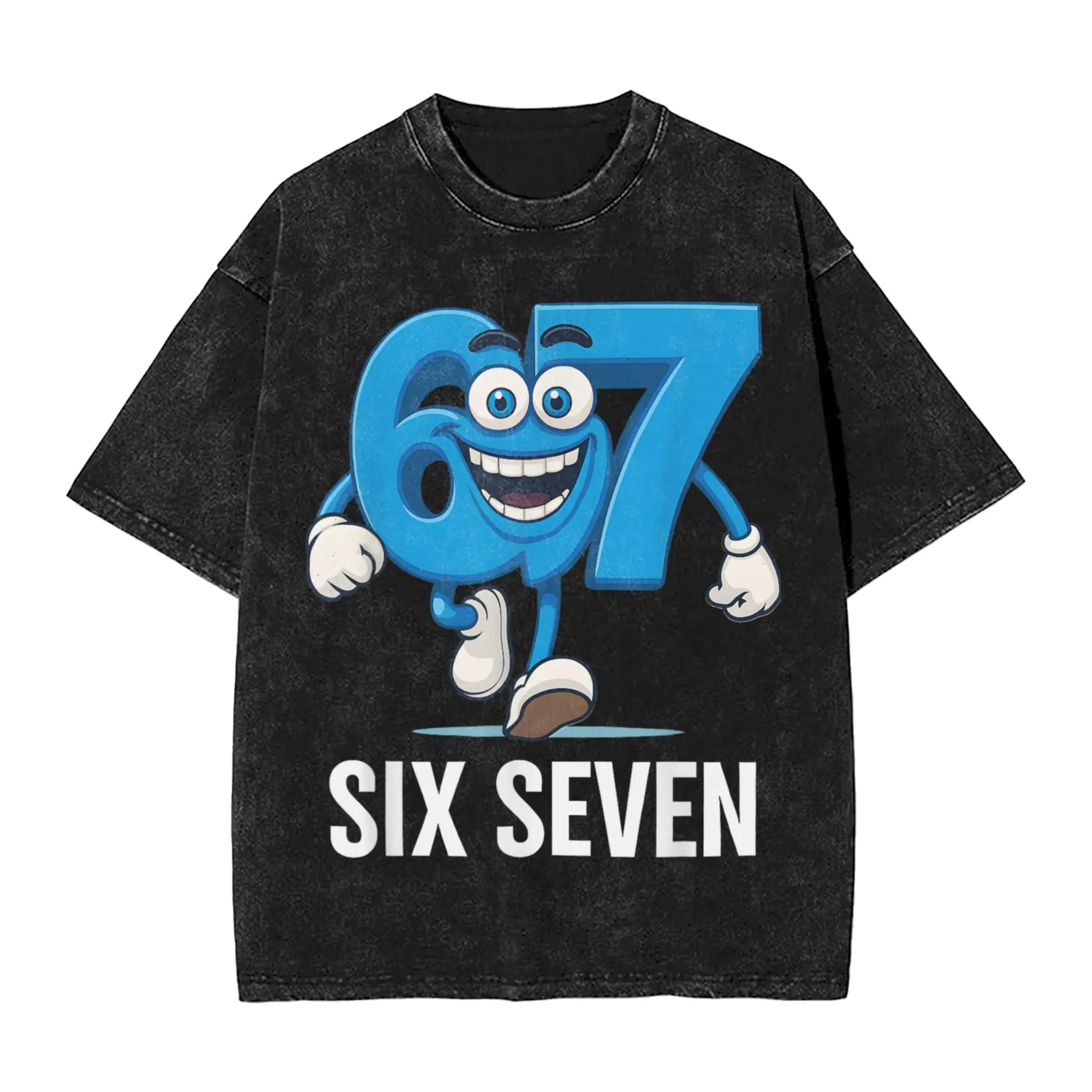 67 Six Seven Funny Italian Brainrot Gaming Viral Meme Men T Shirts Washed Tee Shirt Short Sleeve T-Shirts Cotton Summer Clothes