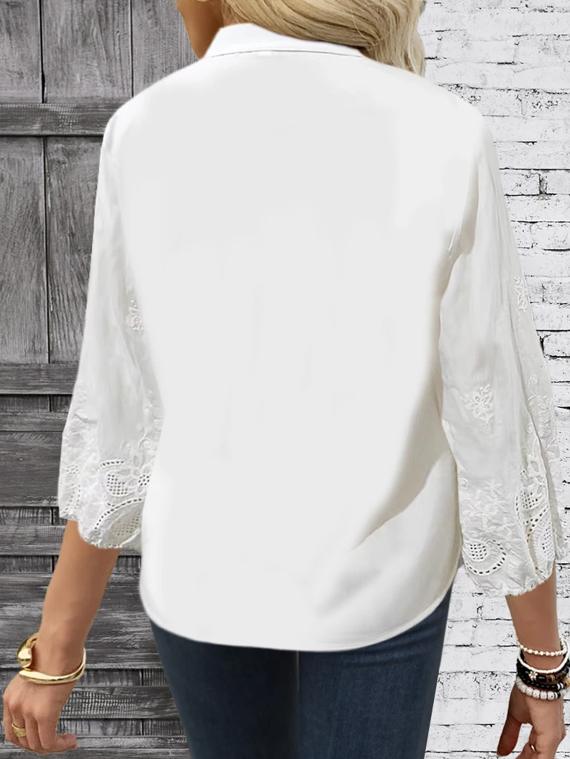 Temperament Lose Frau Hemd Mode Lässig Bluse Elegante Langarm Frau Hemd Urlaub Wochenende Top – Detail 2