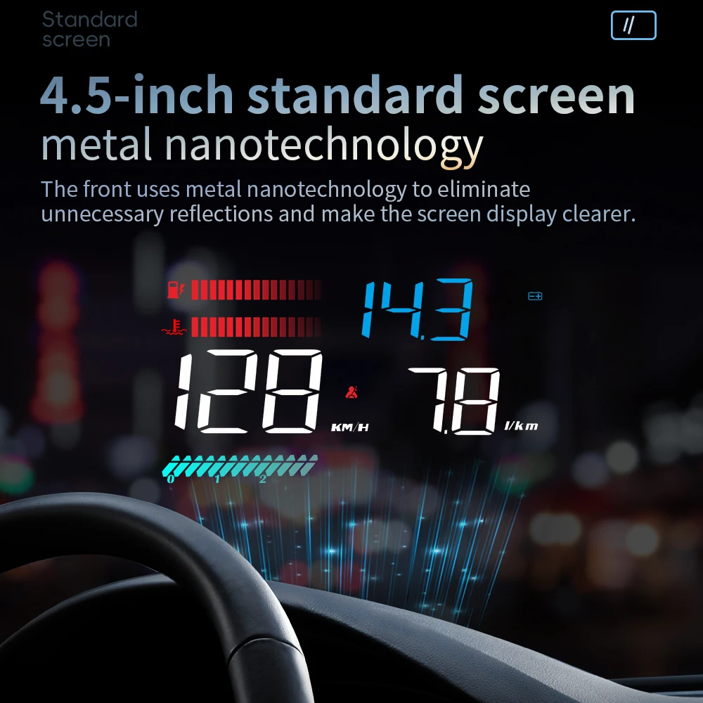 Picture 4: M26 Car OBD HUD OBD2 Head Up Display Digital Speedometer Voltmeter RPM Water Temp Gauge With Alarm Electronic Car Accessories