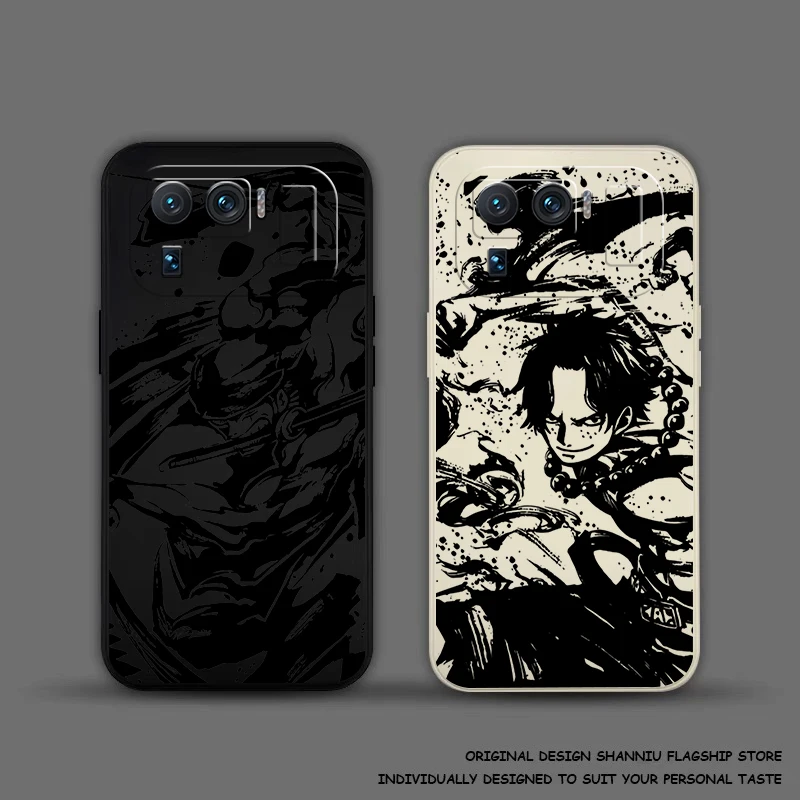 O-ONE PIECES Ace Zoro For Xiaomi Mi 13 Mi 12 12s Mi 11 11T 10T 10S 10 Pro Ultra Lite Phone Case Soft Liquid Silicone Cover