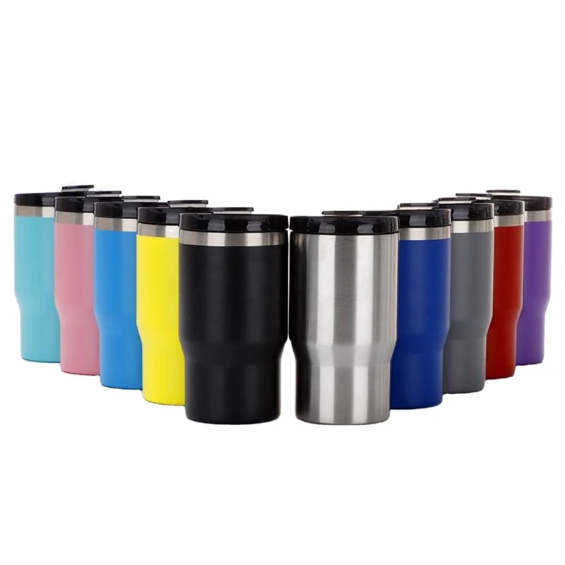 4 in 1 14oz Slim Can Cooler Stainless Steel Insulated Double Wall Skinny Beer Cooler Insulator Holder with 2 Lids thermos copo