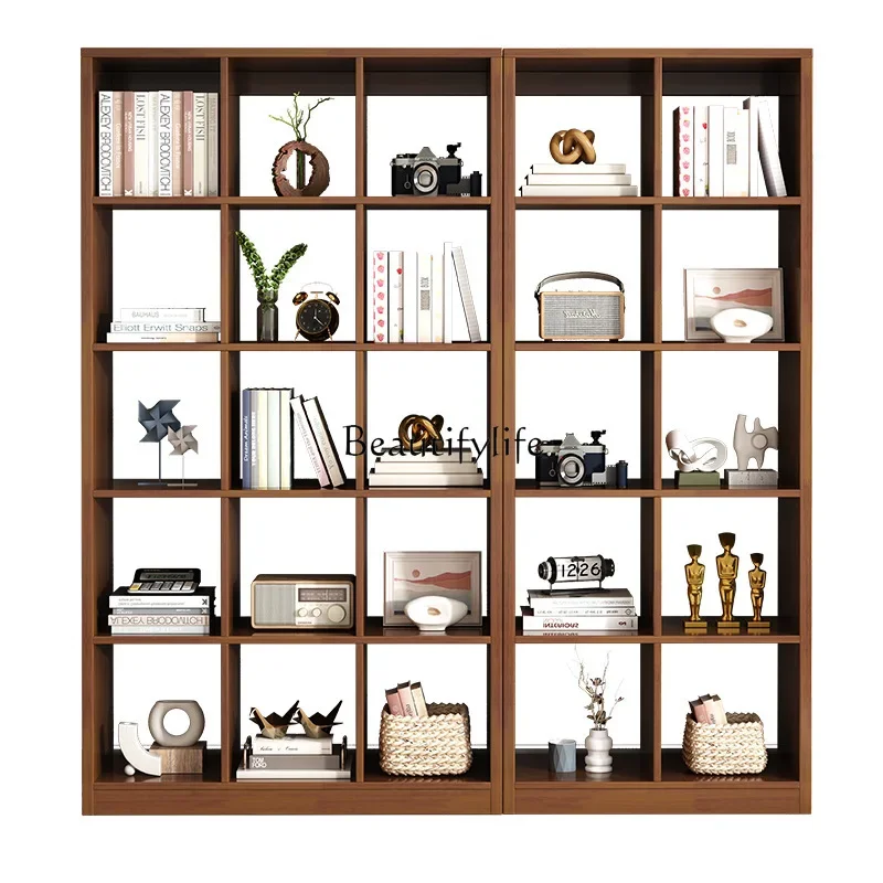

35*Doorless bookshelf floor simple combination cabinet multi-layer lattice cabinet living room