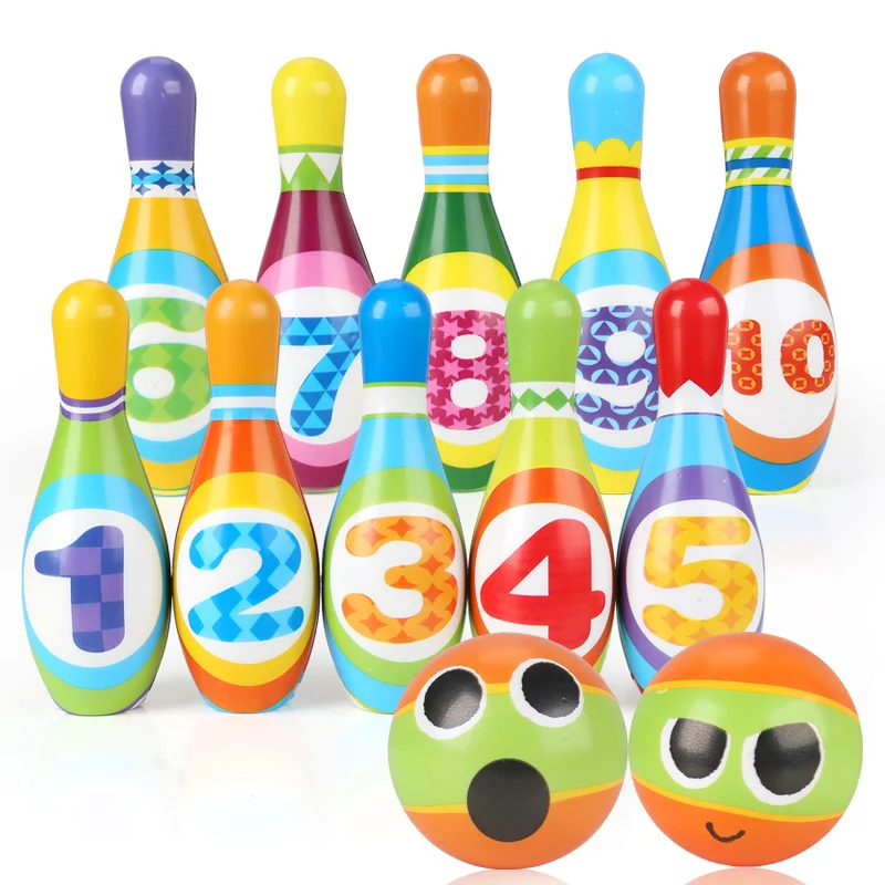 

Kids Bowling Toys Sets Bowling Pins And Balls Fun Safe PU Cotton Educational Games For Toddlers Children Outdoor Indoor Sports