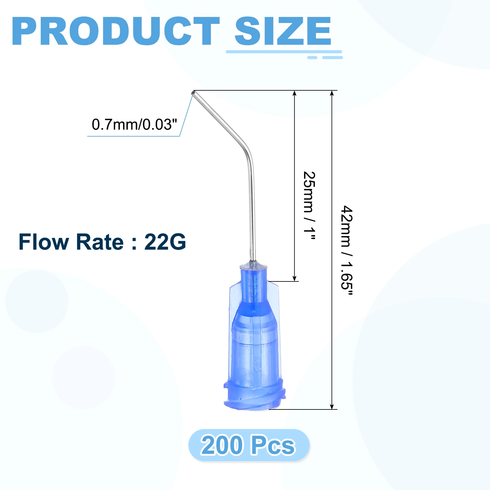 200 Pcs Angled Blunt Tip Dispensing Needles Stainless Steel 45 Degrees Bent Dispensing Tips with Luer Lock