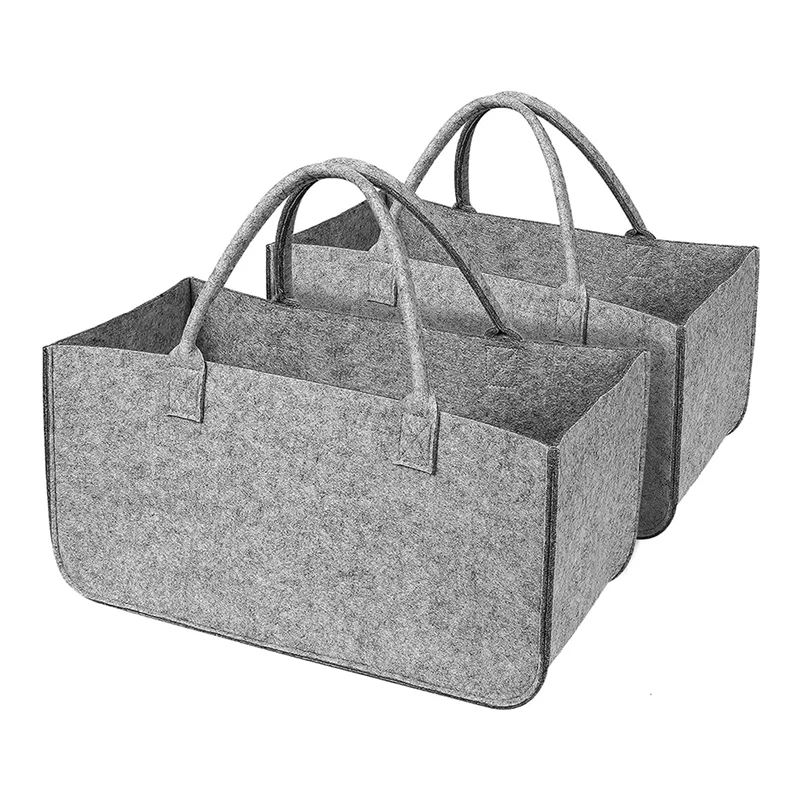 

2 Pack Felt Bags For Firewood Shopping Bag Wooden Basket Felt Basket Shopping Basket Felt Foldable 50X 25 X 25Cm