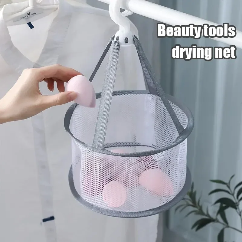 Bolsa de secado para esponjas de polvo, almacenamiento de brochas de maquillaje, bolsillo de malla, cesta de malla para secado de ropa antideformación, uso doméstico, secado al aire St
