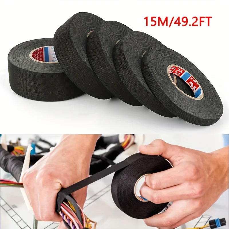 10/15M Length New Tesa Type Coroplast Adhesive Cloth Tape for Cable Harness Wiring Loom Width 9/25MM