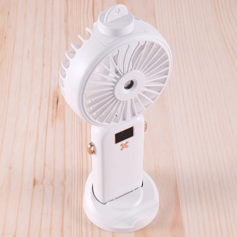 5000Mah Folding Electric Fan USB Rechargeable Air Cooling Fan Spray Function 5 Speed Digital Display Handheld Fan