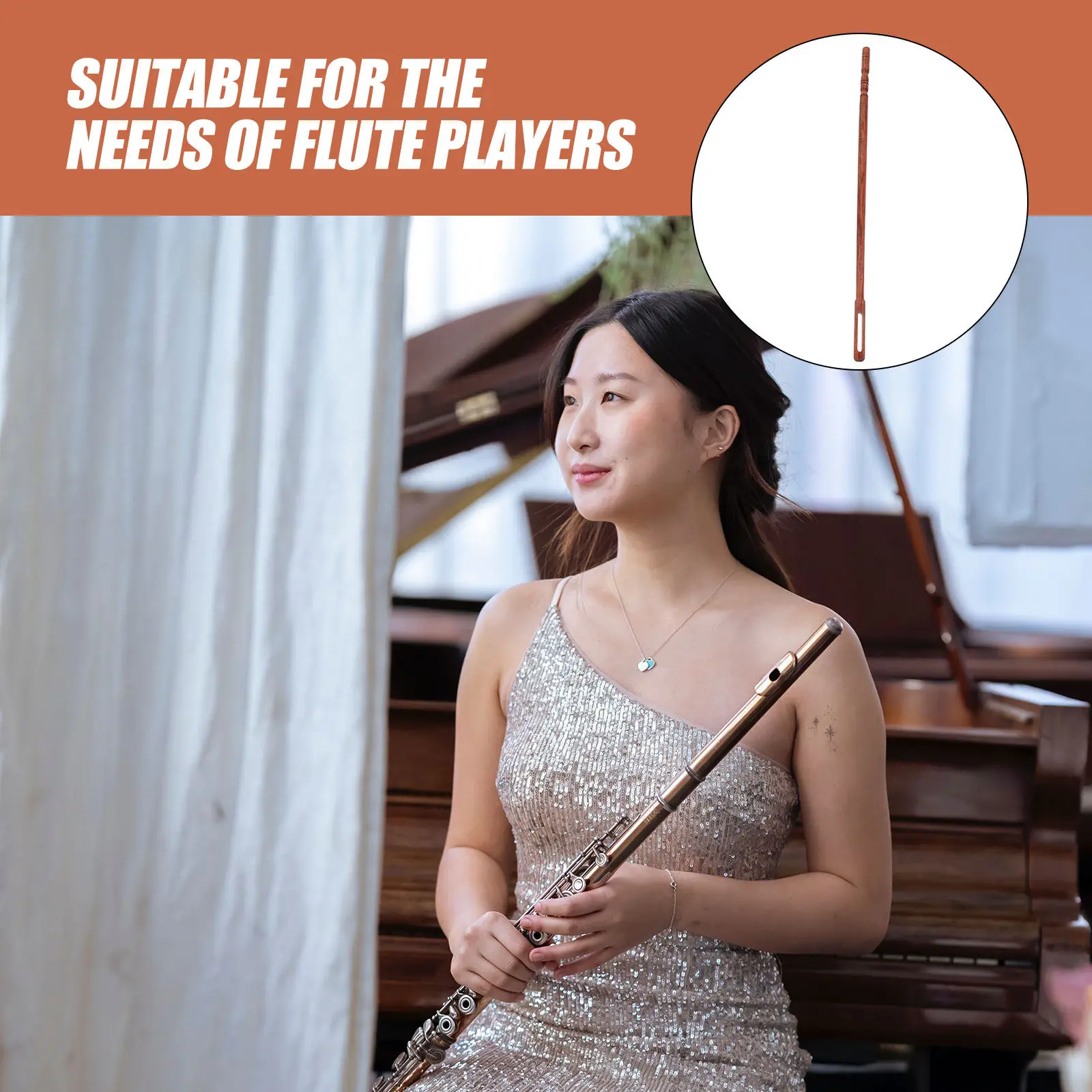 

Палочка для чистки флейты, деревянная, прочная конструкция, полированная поверхность, инструмент для чистки, аксессуар для обслуживания флейты, очиститель для духовых инструментов