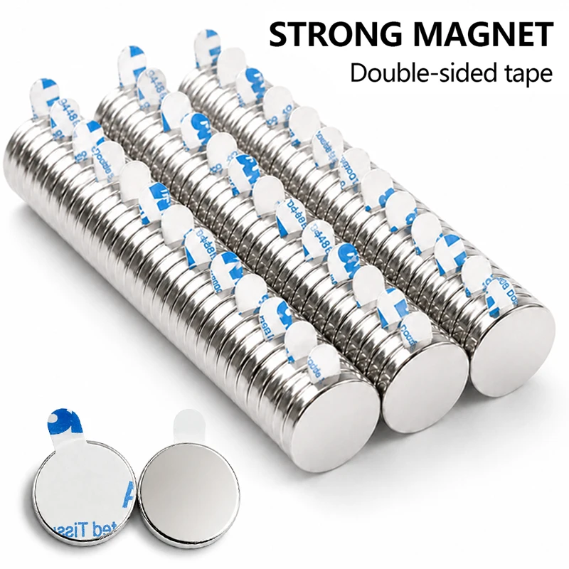 Round Magnets with Adhesive Backing 13x2mm Super Powerful Neodymium Disc Magnets with Double-Sided Adhesive Refrigerator Magnet