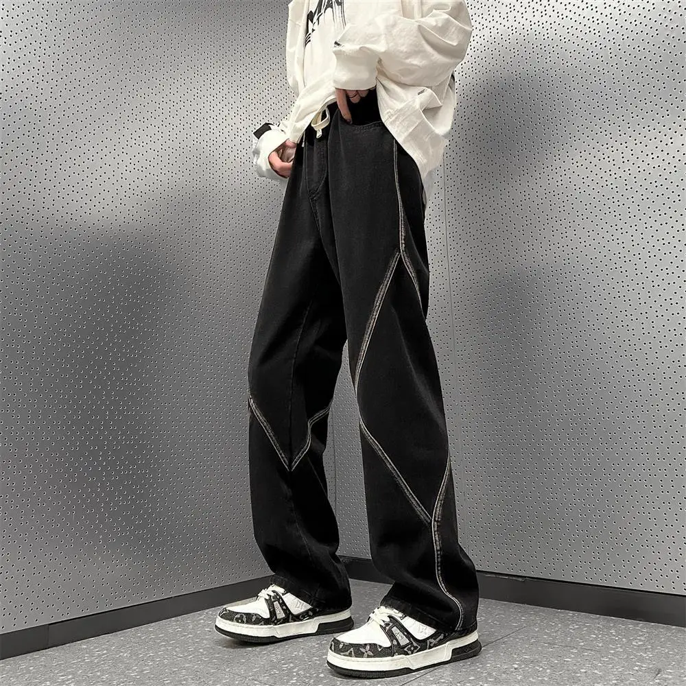 2023 Summer New Fashion Retro Jeans Men's Loose Wide-leg Pants Straight-leg Pants All-match Boutique Clothing Simple Style