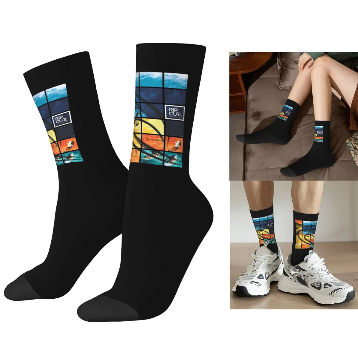 

Плакаты Rip Curl, коньки, носки с логотипом, чулки высокого качества в стиле Харадзюку, всесезонные длинные носки, аксессуары для унисекс, рождественские подарки
