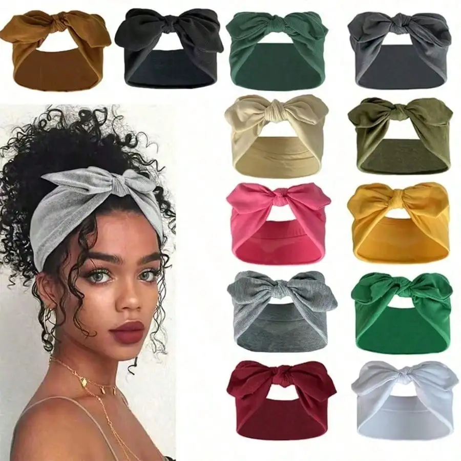 

1pcs Oversized Rabbit Ear Hair Ties With Elastic Waistband - Soft Blend Yoga Sports Headband, Women's All-Season Sweatband, 4 Colors Available (Black, Brown, White, Grey) Beach Accessories Summer Outfits Summer Beach Hair Bands