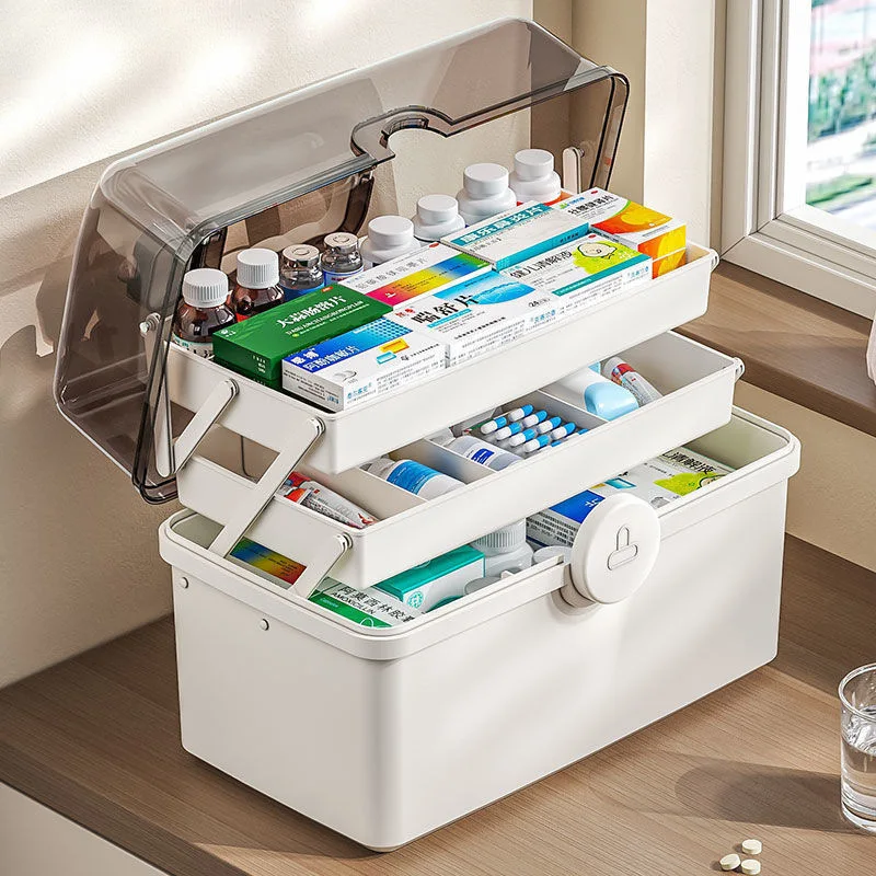 

3 Layers Medicine First Aid Kit Super Large Capacity Pill Cases Organizer Family Emergency Pharmacy Storage Container Pill's Box