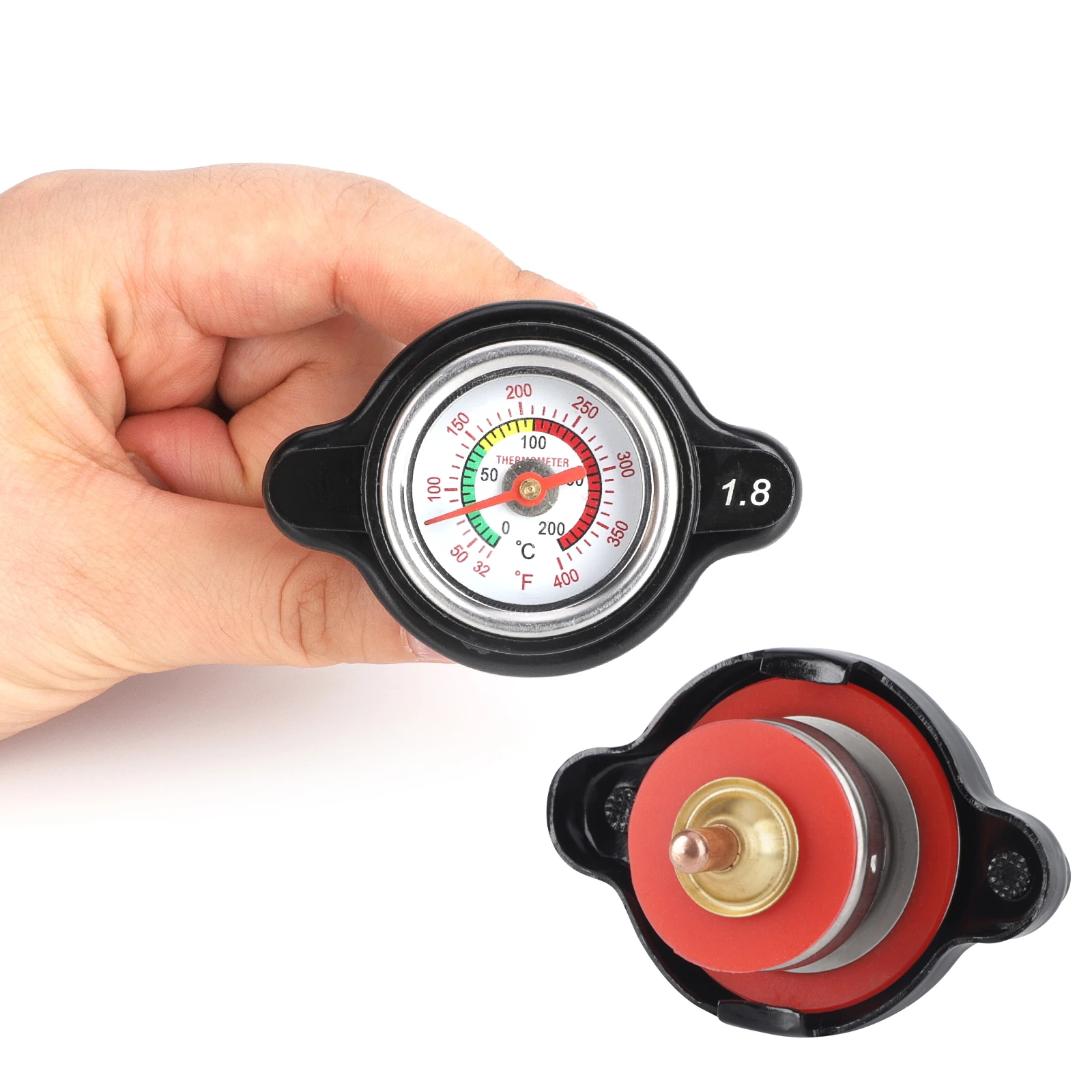 Universal Car Motorcycle Thermo Radiator Cap 0.9 ~ 1.8 Bar 25.6psi Tank Cover Water Temperature Gauge
