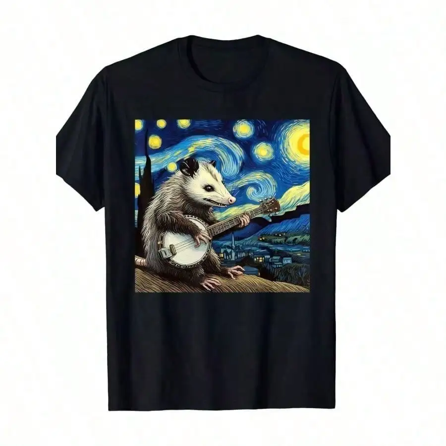 ใหม่Limited EditionสนุกPossumเสื้อPossumเล่นBanjo Starry Nightสนุกเสื้อยืด-220G-100 % ผ้าฝ้ายเสื้อยืด