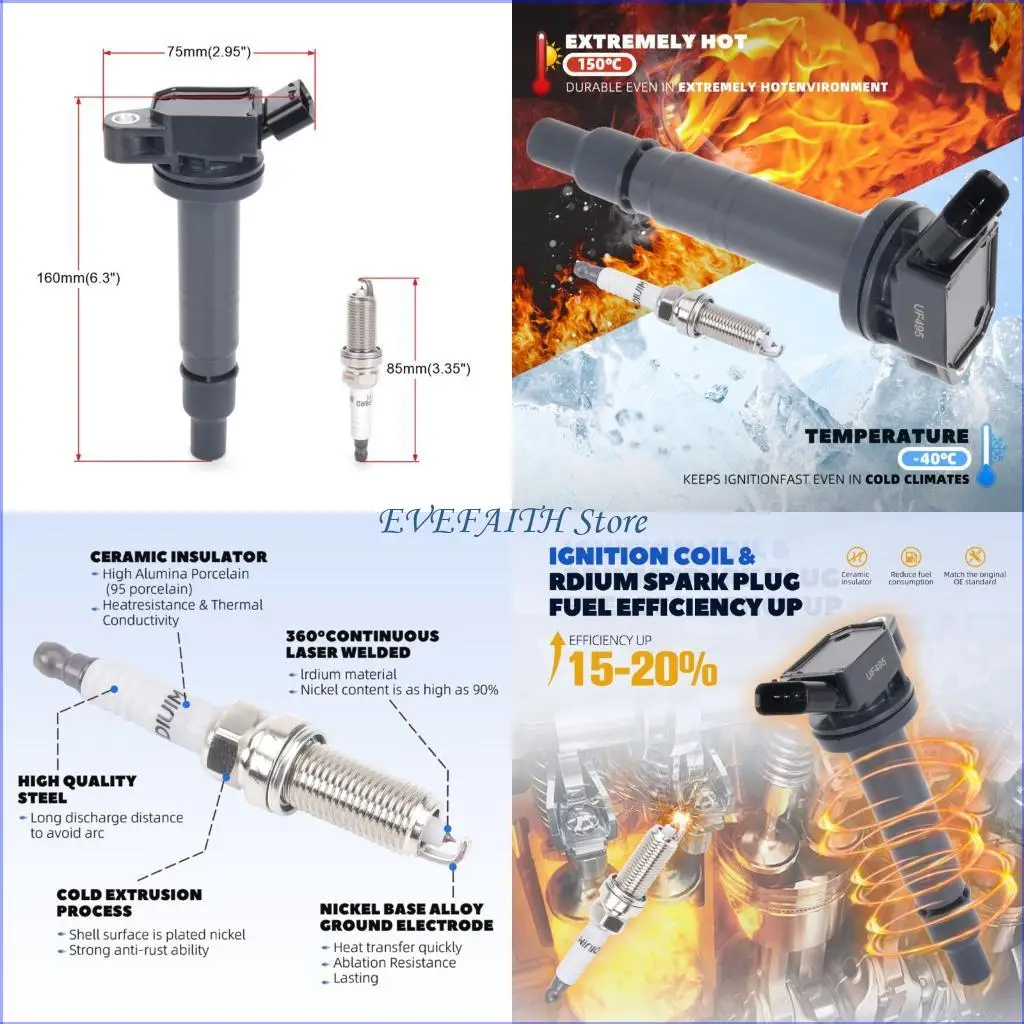 

124B 6 Igniting Coils And 6 Bright Outlets Set For Plain Vessel 4.0L Engine 2005 2015 Models