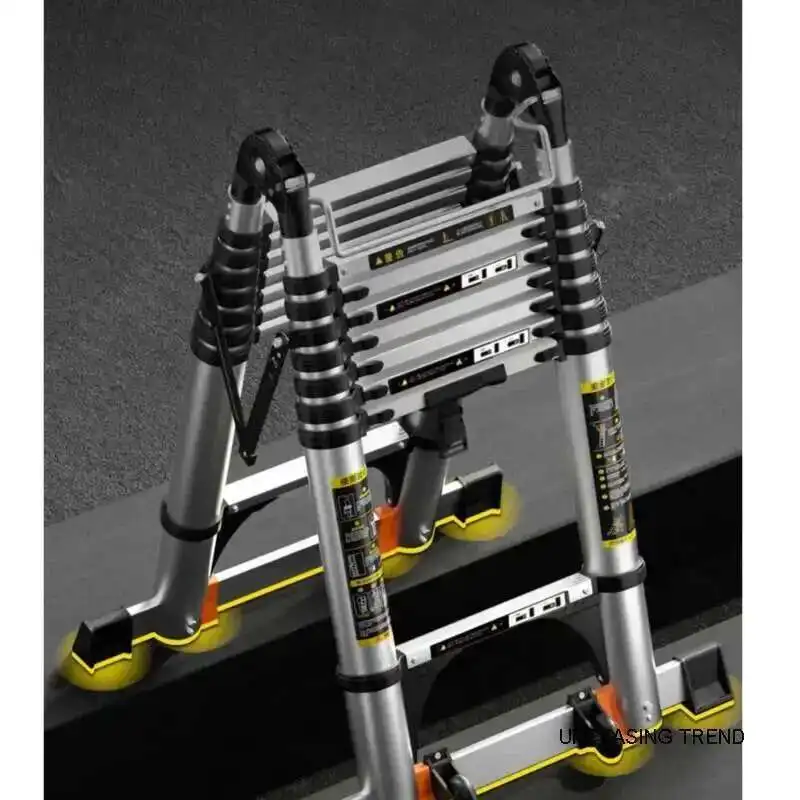 HHHome Kitchen Telescopic Ladder Aluminum Alloy Step Stools Multi-functional Engineering Ladder Portable Folding Straight Ladder