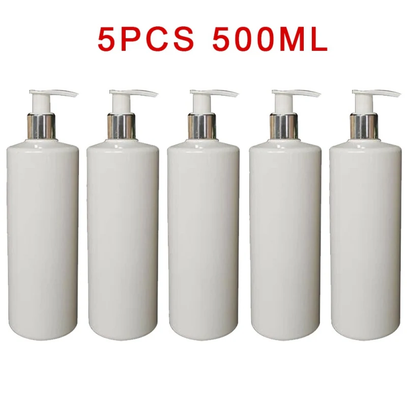 5Pcs 500ml Soap Dispenser Bottle Set Bathroom Shampoo Shower Gel Holder Portable Soap Dispenser Home Empty Bath Pump Bottle