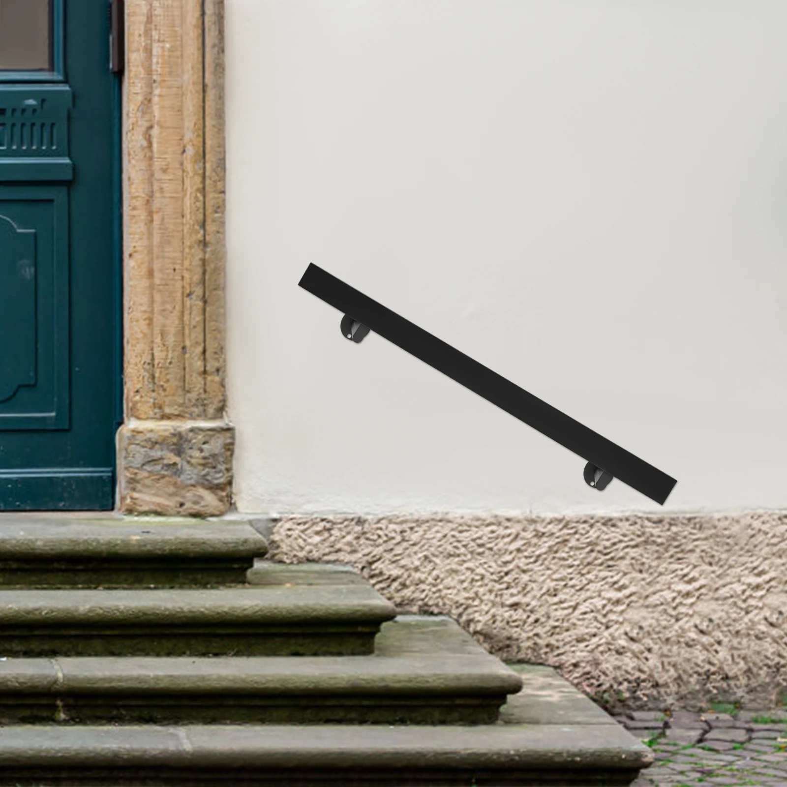 

Черный прямоугольный настенный поручень из нержавеющей стали длиной 3 фута, выдерживающий нагрузку 200 фунтов, с противоскользящей защитой