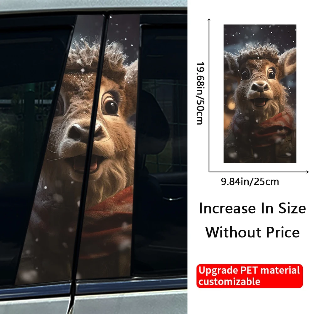 Riding Elk Christmas Decorated Car Stickers Auto B-pillar Car Center Column Decoration Cover Scratches Decals Car Accessories