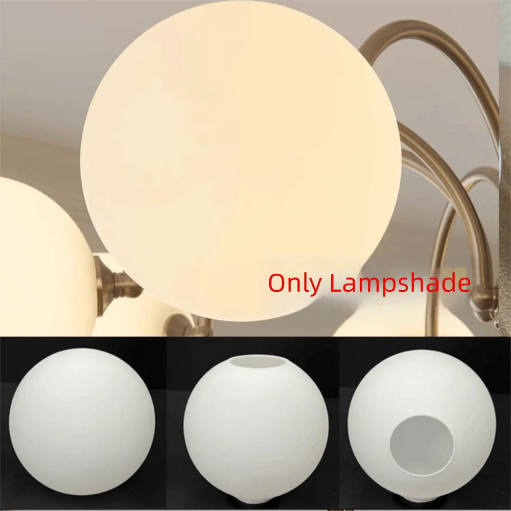 White Glass Glass Lamp Shade Matte White Round Shape Globe Lamp Shade Thread Metal Milky Glass Lighting Accessory