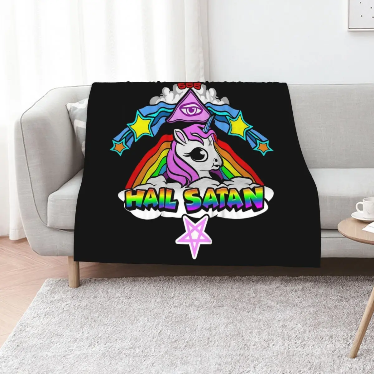 HAIL SATAN Throw Blanket Custom bed plaid Soft Beds Shaggy Beach Decorative Throw Blankets