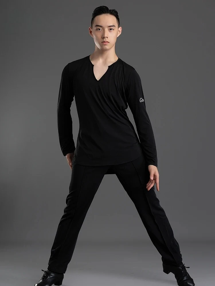 ผู้ชายมืออาชีพหลวมยาวแขนสั้นเสื้อชุดเต้นรําละตินการฝึกอบรมฤดูร้อนใหม่