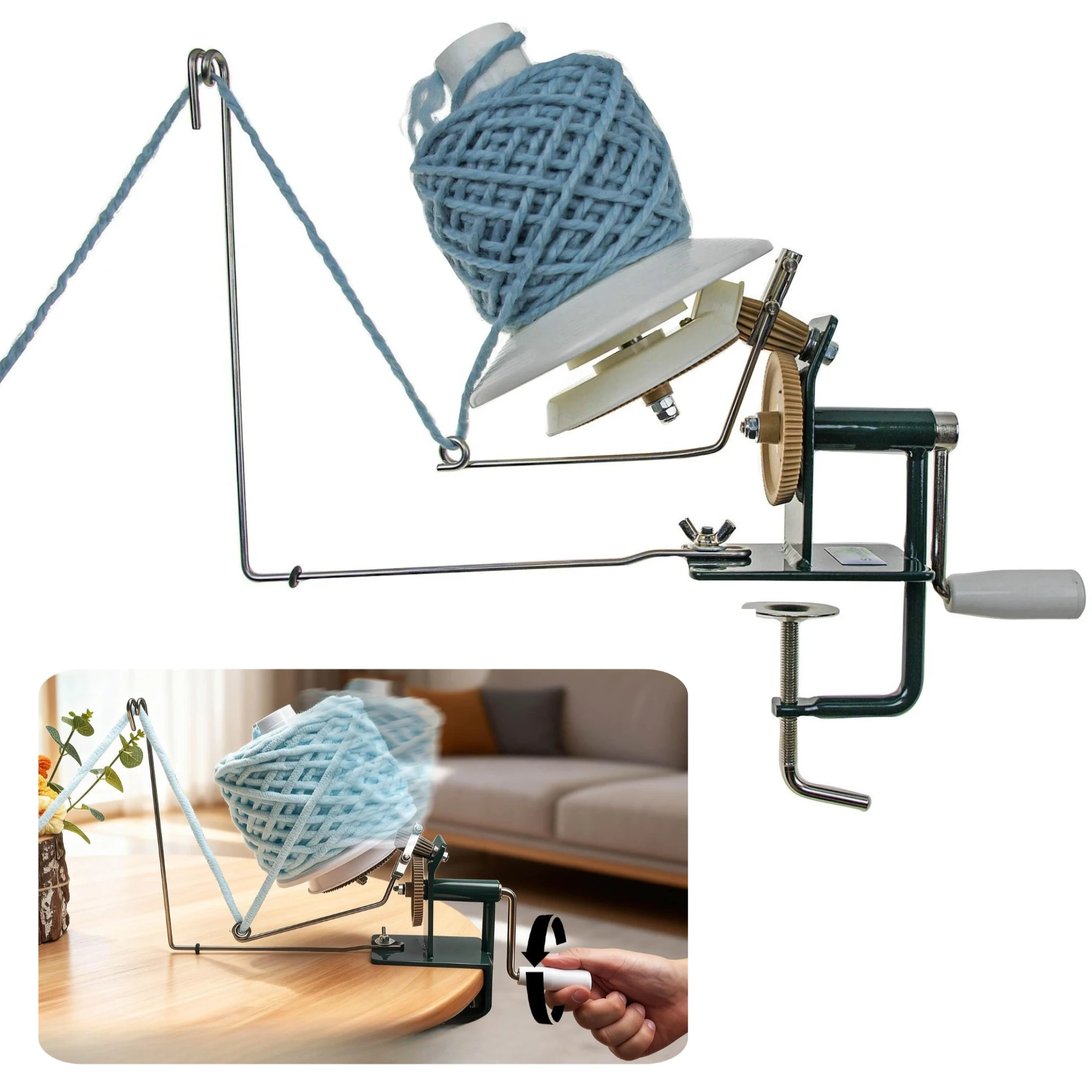 

Yarn/Wool/String Ball Winder Clamp To Tables Up To 4cm Thick Handmade Knitting Tool Easy-to-Install Efficiently Make Yarn Cake