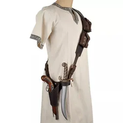 Medieval Pirate Baldric Shoulder Belt Sword Holder Scabbard Knight Musketeer Costume Leather Dagger Flintlock Holster Accessory