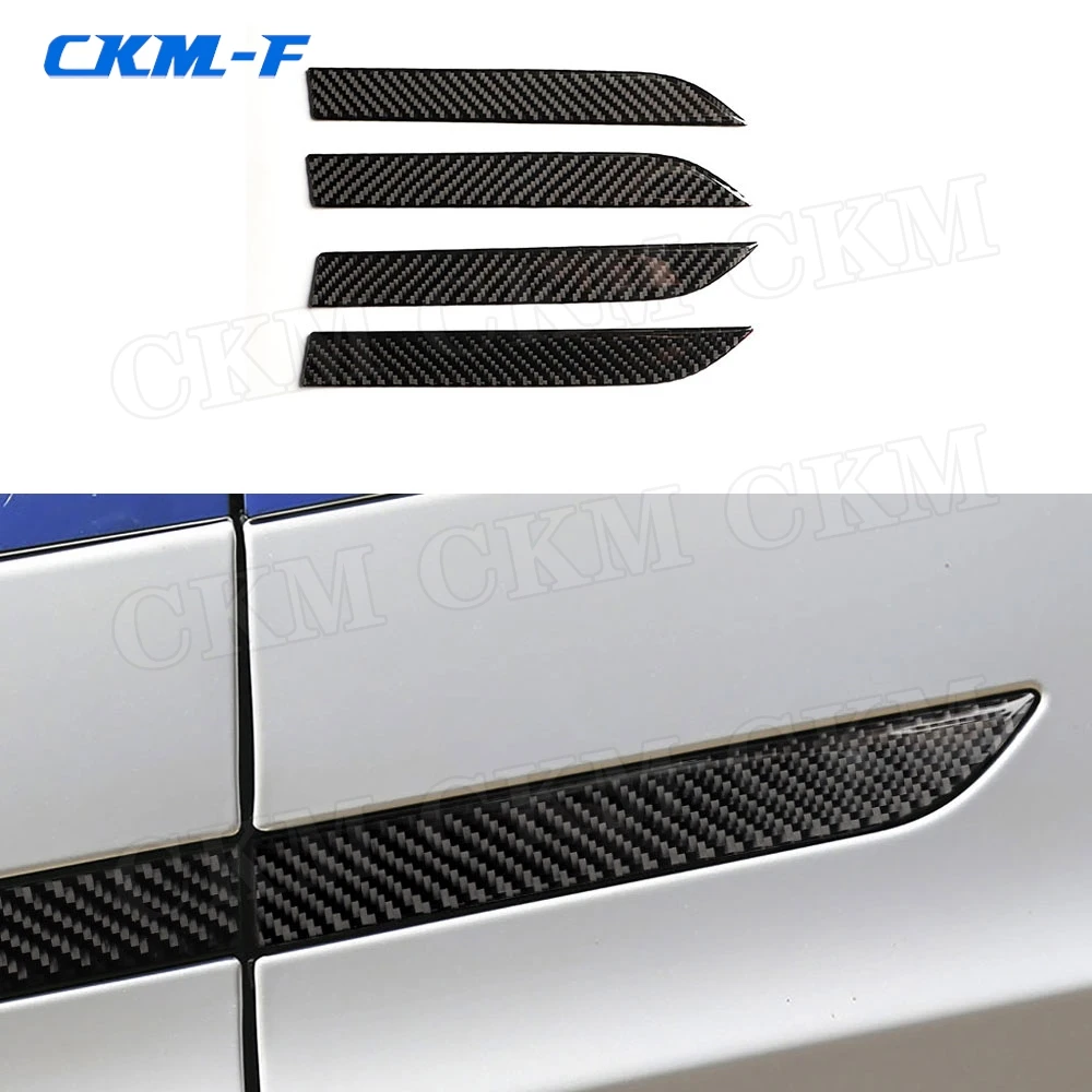 

4 PCS Carbon Fiber Car Door Handles Exterior Trims Cover Stickers For Tesla Model X 2015-2019 Car Styling