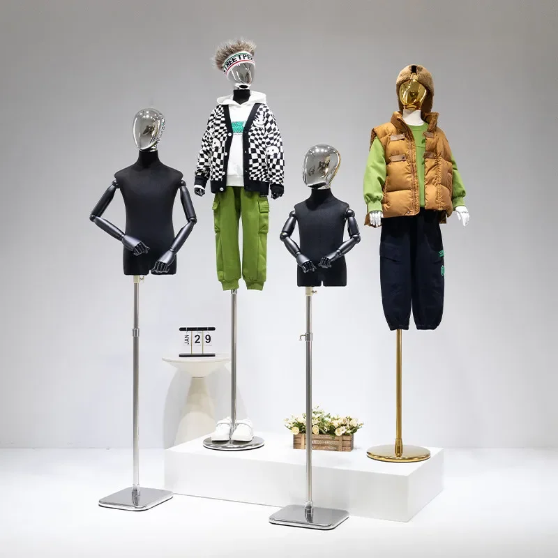 for Children Clothing Store Display Stand Full Body Suede Mannequin Men Women Models Props Bust Table Window Showcase
