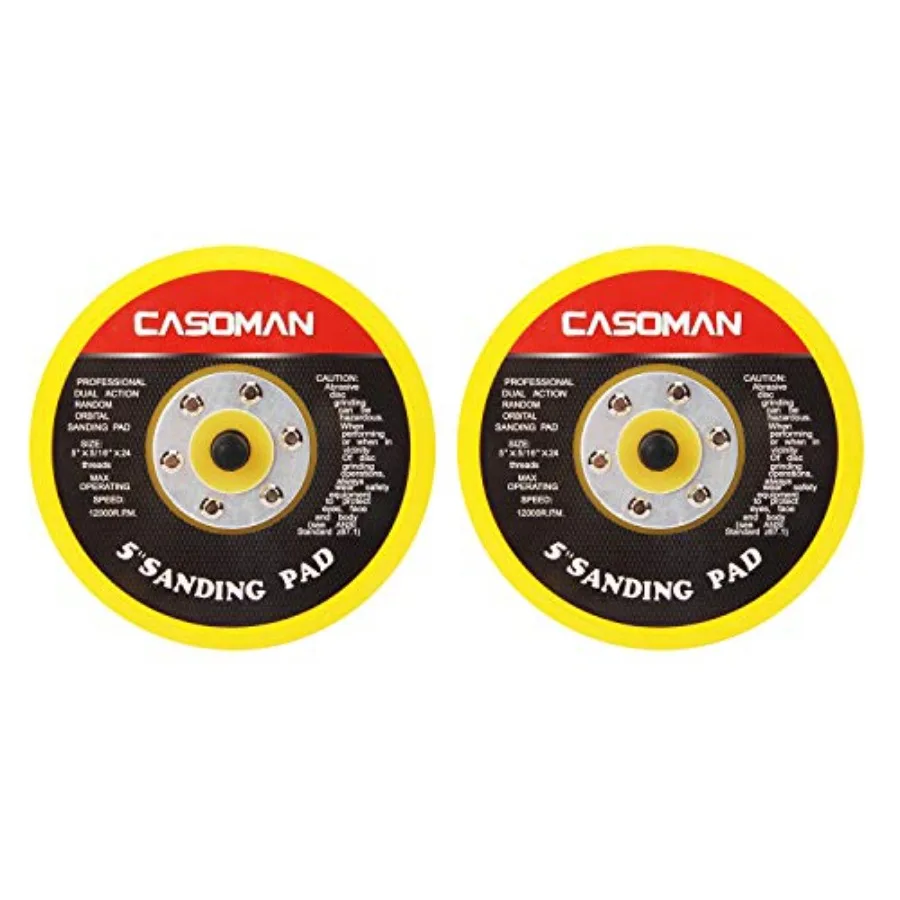 

5-Inch DA Polisher and Sander Pad - Hook and Loop Face - Random Orbital Backing Plate 5/16''-24 Threads 2 PCS Set