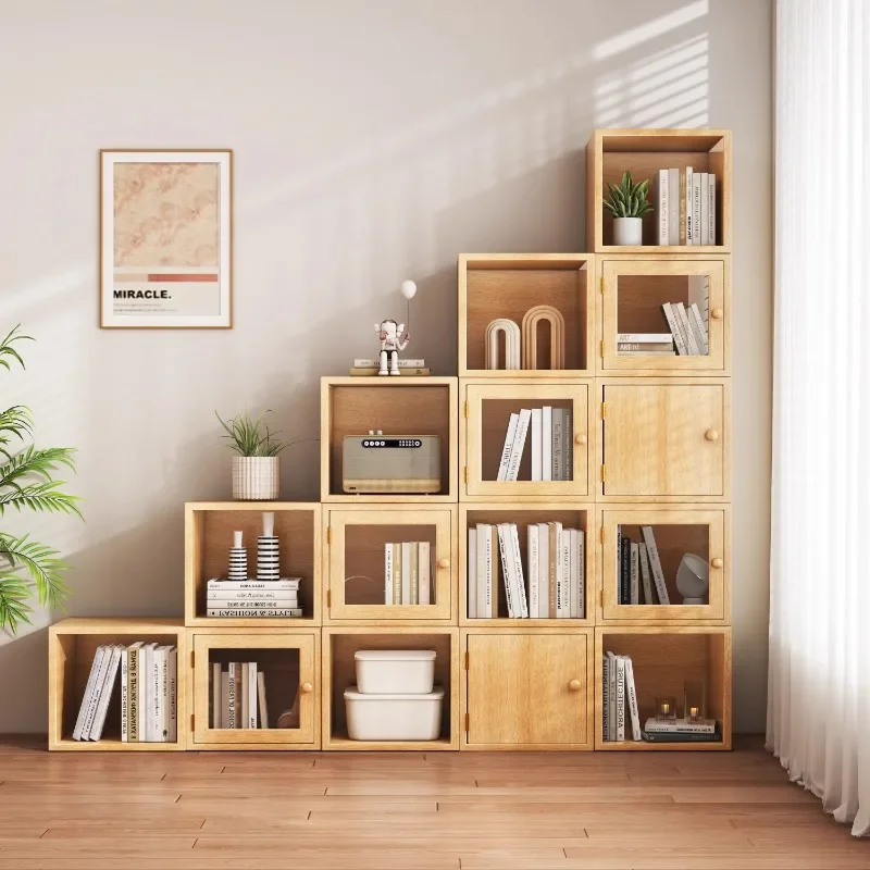 Bookshelf Floor-to-ceiling shelf Household does not take up space Free combination Grid cabinet Against the wall Grid cabinet