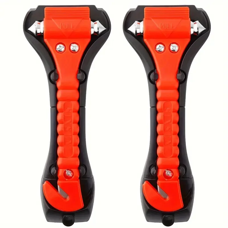 2pcs 2-in-1 Car Safety Hammer Accessories - Emergency Escape Tool with Window Breaker & Seat Belt Cutter for Family Rescue