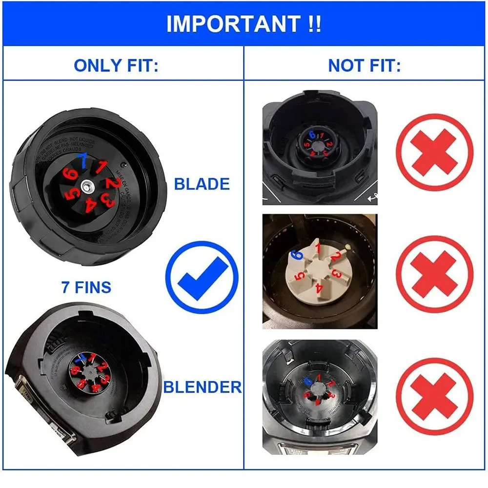 7 Fins Extractor Blades for Blender Replacement Parts with Washer Rubber for Nutri BL486 BL642 N102 BL682 image 2