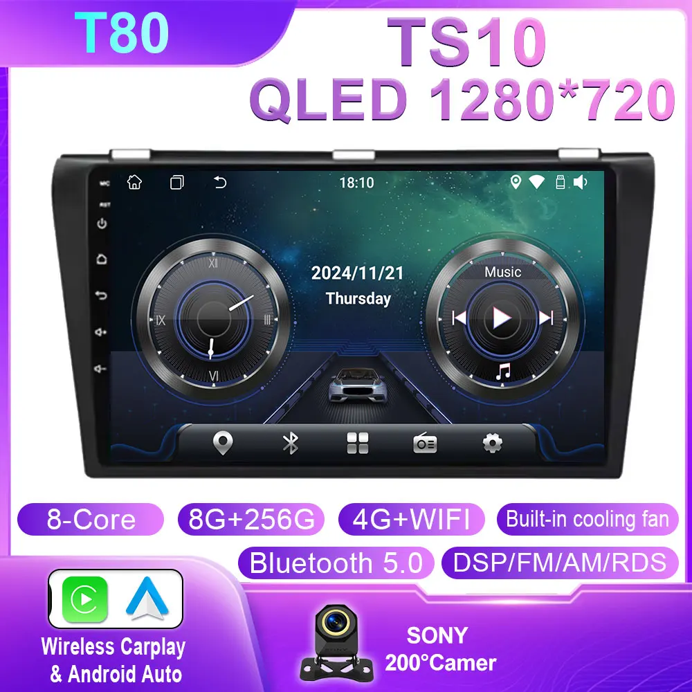 Android Draadloze Carplay Voor Mazda 3 2004 2005 2006 2007 2008 2009 Autoradio Met BOSE Multimedia Speler Stereo GPS Geen 2Din DVD