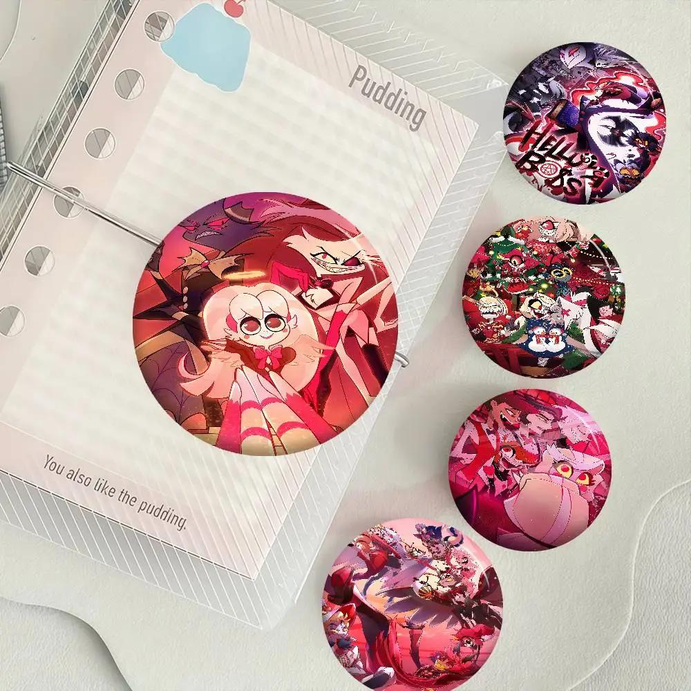 Hazbin H-Hotels Angel Dust Alastor Anime Button Pin Brooch For Clothes Cartoon Badge Backpack Decoration Jewelry Accessories