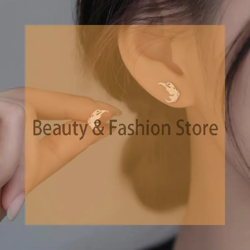 

Bundles Silver Novel Small Angel Wings Studs For Gals Misses CZ Embellished Wedding Reception Lavish Earpieces Birthday Gifts