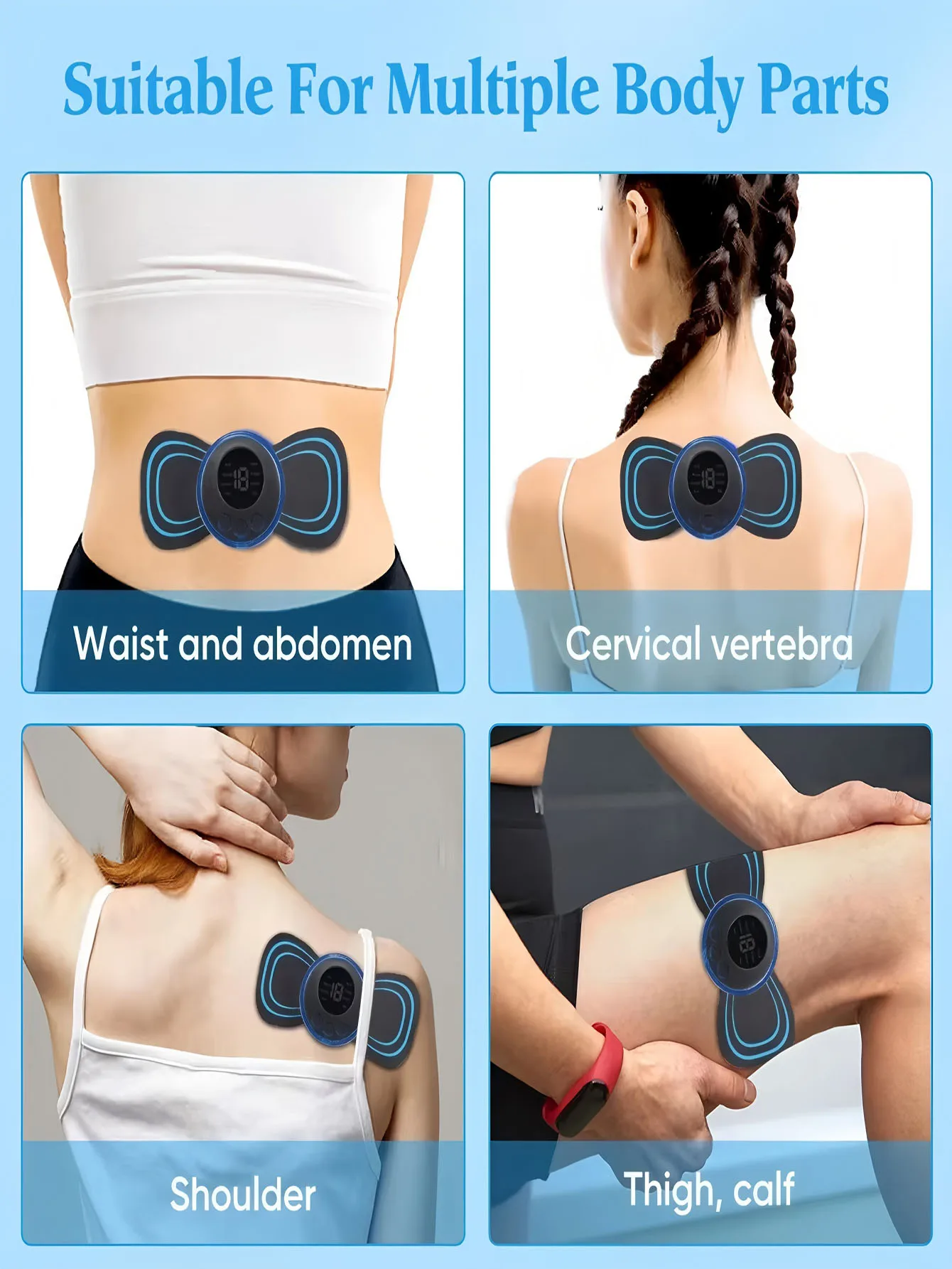 2026 Electric EMS Neck Massager Mini Cervical Back Patch Stimulator Massageador Mat Portable Gel Pad Stickers Slim Rechargeable
