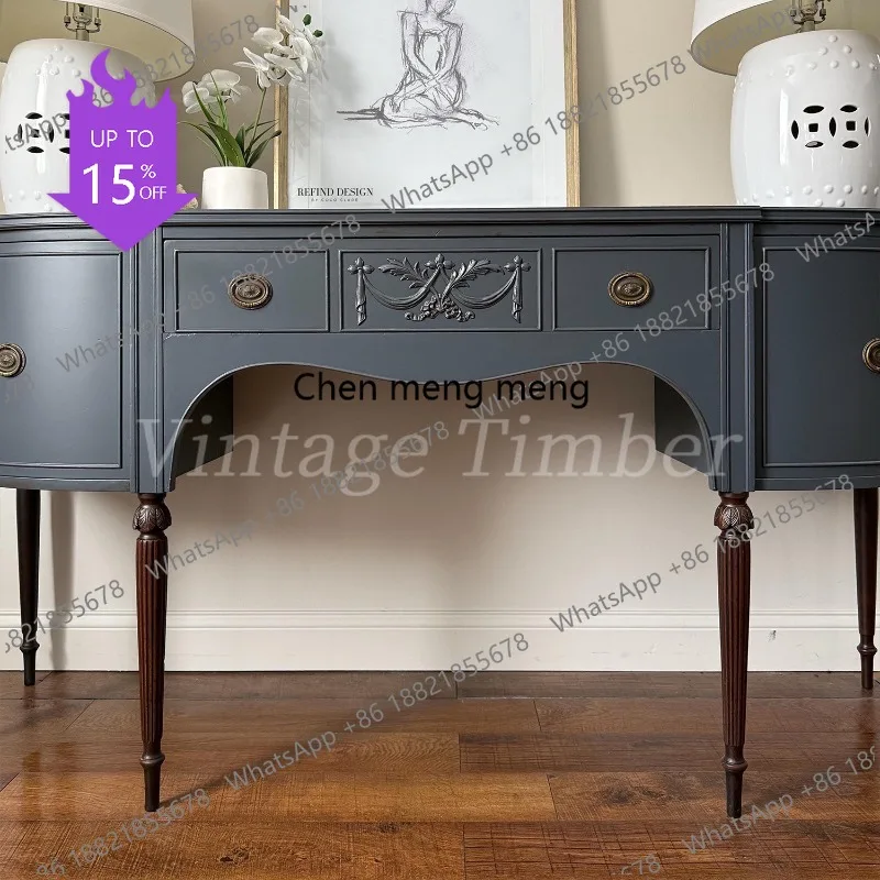 

M45 French medieval solid wood porch cabinet, living room entrance porch cabinet, living room partition storage cabinet