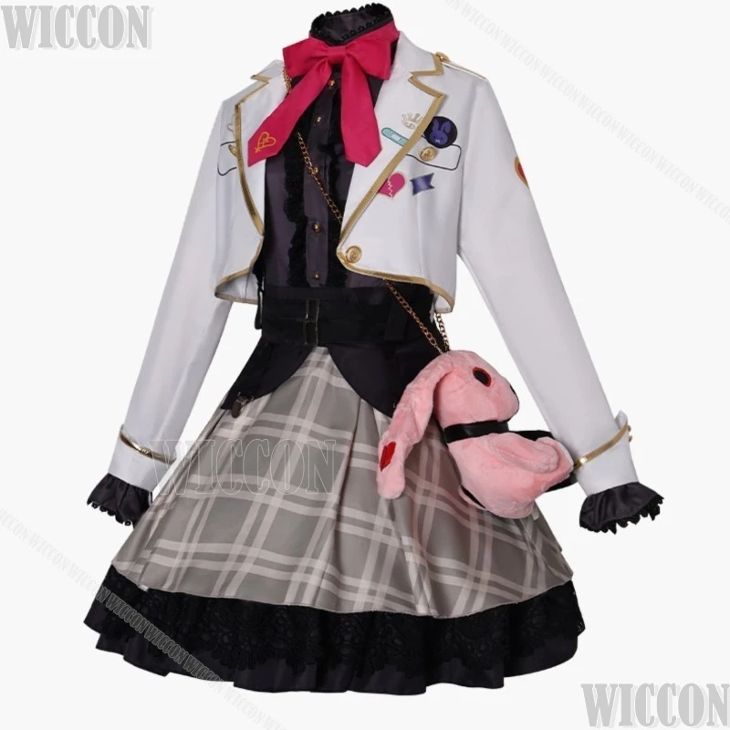 Kawaii Idol Costume White Coat Dress Wig Bow Goth Lolita Halloween Cosplay Nijisanji Vtuber Maria Marionette Navidad Carnaval - view 2