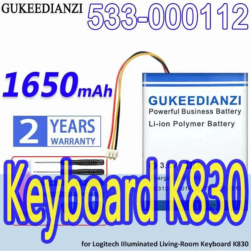

Keyboard Battery 1650Mah Reliable Power Supply For Logitech Iiiuminated Living-Room K830 Safe 533-000112