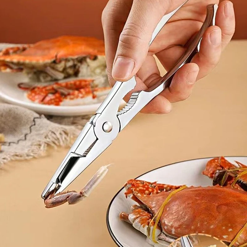 C Picking Crab Meat Is Easy Seafood Tool Set Crab Crackers Picks Spoons Set Stainless Steel Pliers Lobster Clamp Pliers Clip view 4