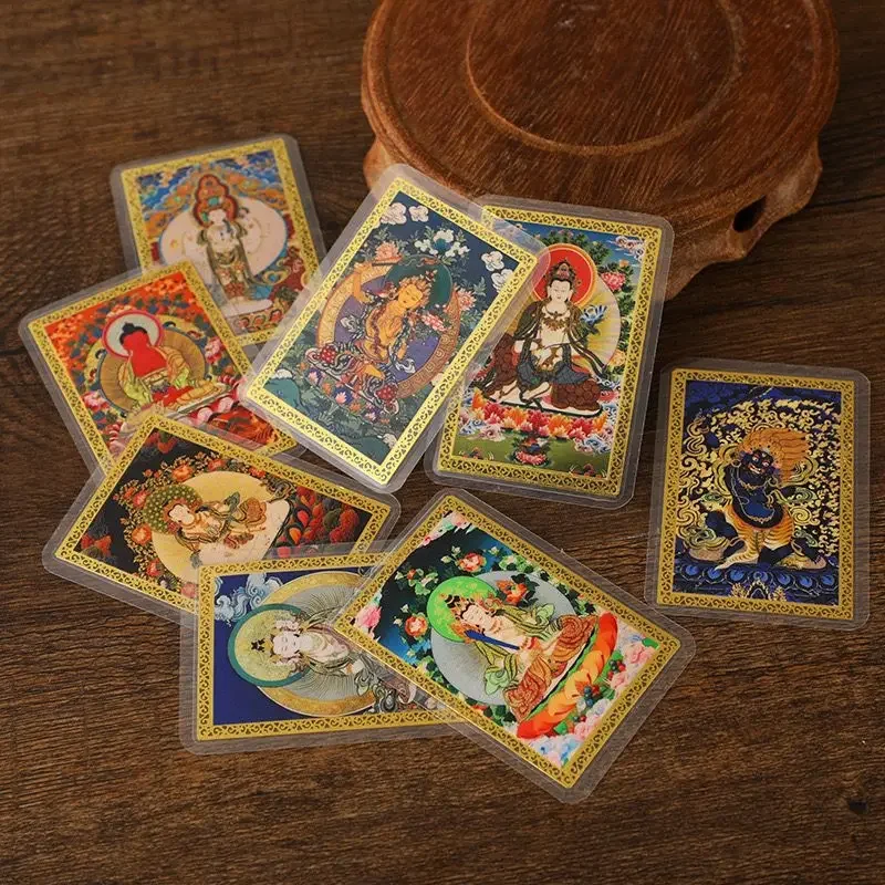 2025 Tibetan Pure Copper Painted Card Eight Patron Saint of Chinese Zodiac Gold Card Plastic Life Card Portable  Accessories