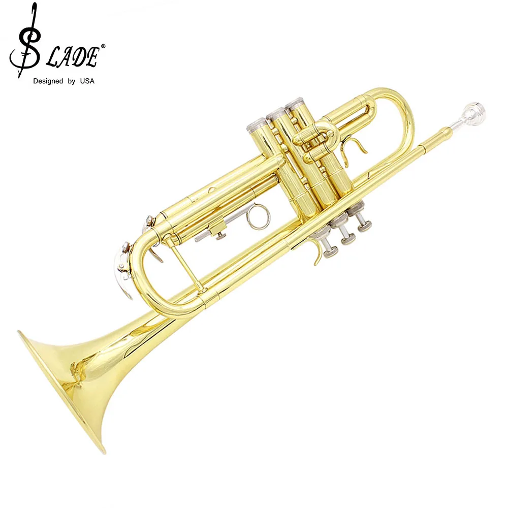 

Professional Bb B Flat Trumpet Brass Material Musical Trompeta Wind Instrument With Mouthpiece Gloves Cleaning Cloth Strap Case